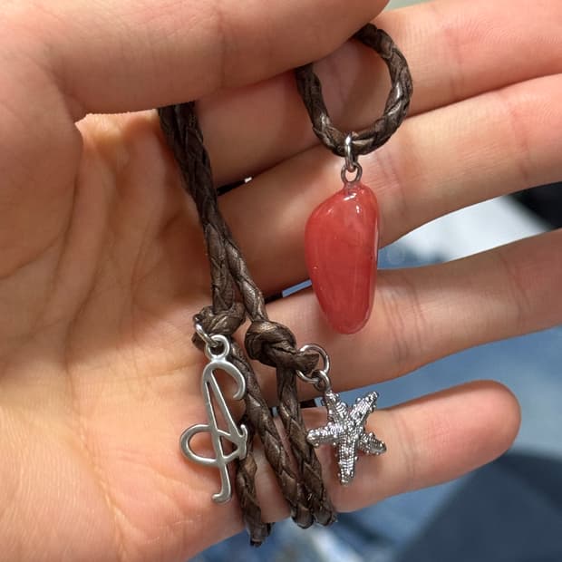 애프터프레이 오션 주얼 레더 목걸이 텐저린