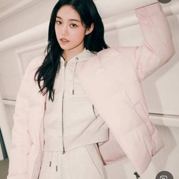 리 카라리스 미들 다운 자켓 핑크