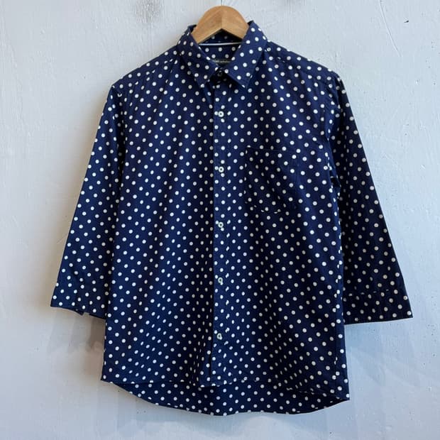 Made in JAPAN 도트 땡땡이 셔츠 네이비
