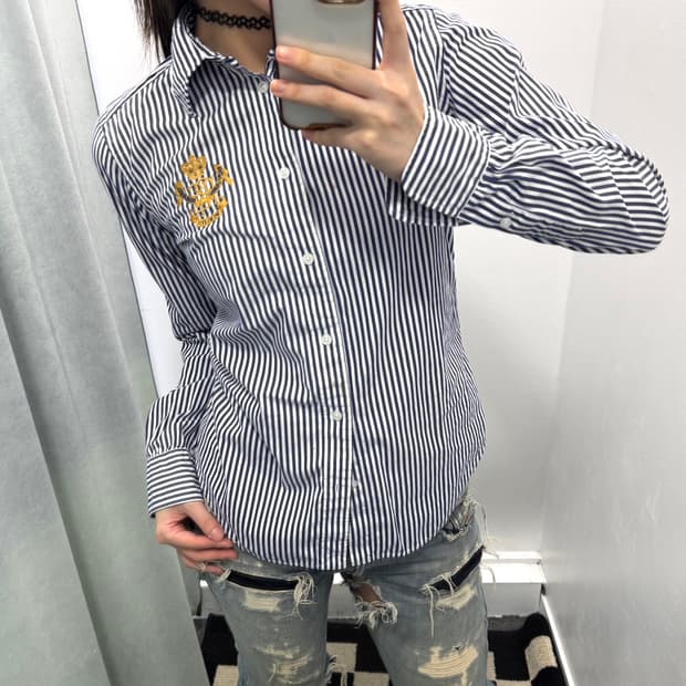 랄프로렌 스포츠 블루 스트라이프 셔츠