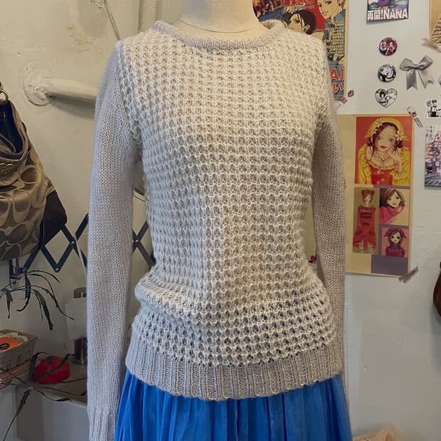 아이보리 메쉬 니트 탑 [무배]