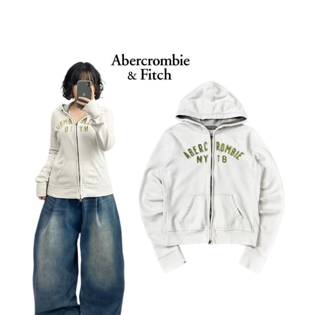 아베크롬비 Y2K 흰초 아치로고 후드집업