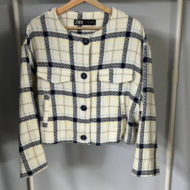 자라 여성 코튼 혼방 트위드 자켓