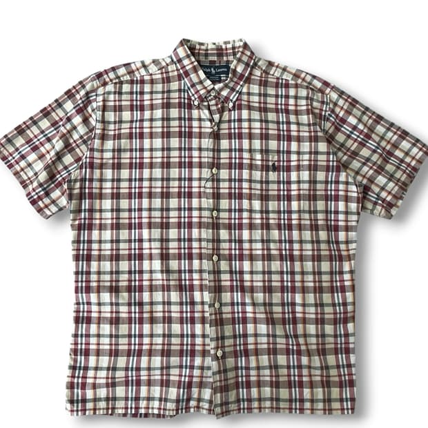 폴로랄프로렌 90s 그레고르 체크 반팔셔츠 L