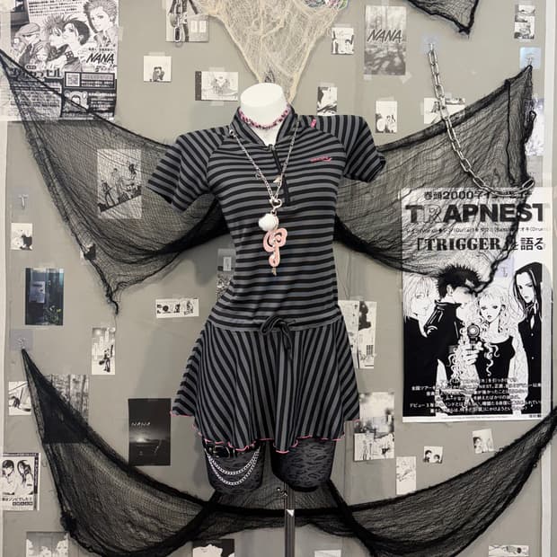 00‘s Onegyaru Stripe mini one-piece