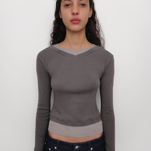 [S,M]기마구아스 Samm 레이어드 티셔츠/그레이