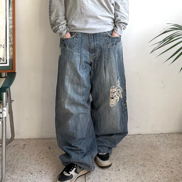 90s’빈티지 자수 힙합팬츠