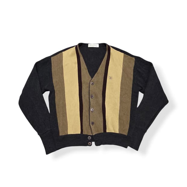 Balmain 발망 빈티지 스트라이프 자수 로고 가디건