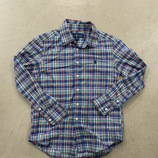 폴로 랄프로렌 체크 버튼다운 셔츠 S(8세)