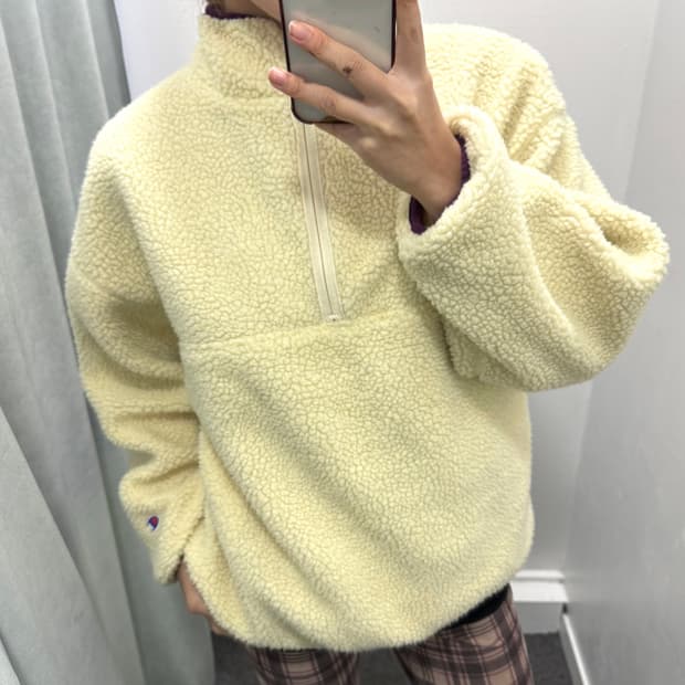 챔피온 아이보리 옐로우 리버시블 후리스