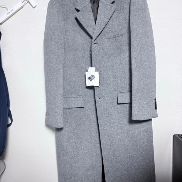 [미사용 새상품] 던스트 3버튼 싱글 롱코트 멜란지 그레이