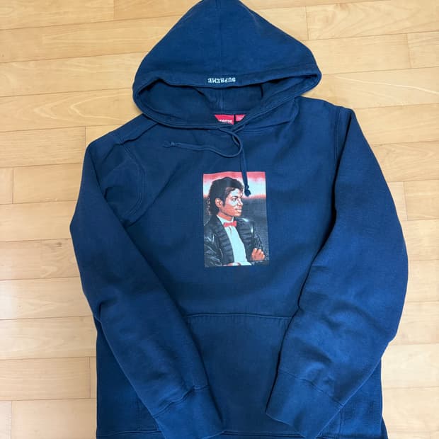 슈프림 마이클잭슨 후드티 네이비(라지)