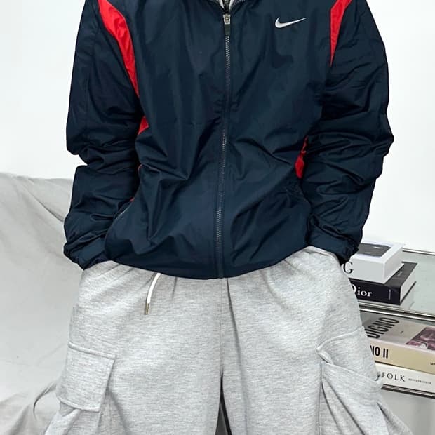 나이키 90s 네이비 레드 바람막이 XL