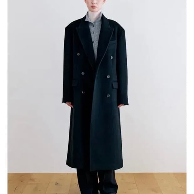 노티아 캐시미어 더블 롱 코트 m