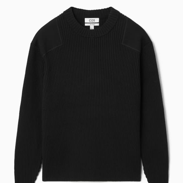 cos 패치 디테일 울 블렌드 스웨터 M 블랙 코스 니트