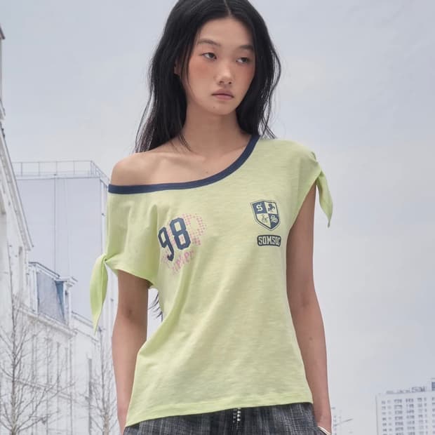 솜속 RICO EMBLEM TIED TOP_LIME