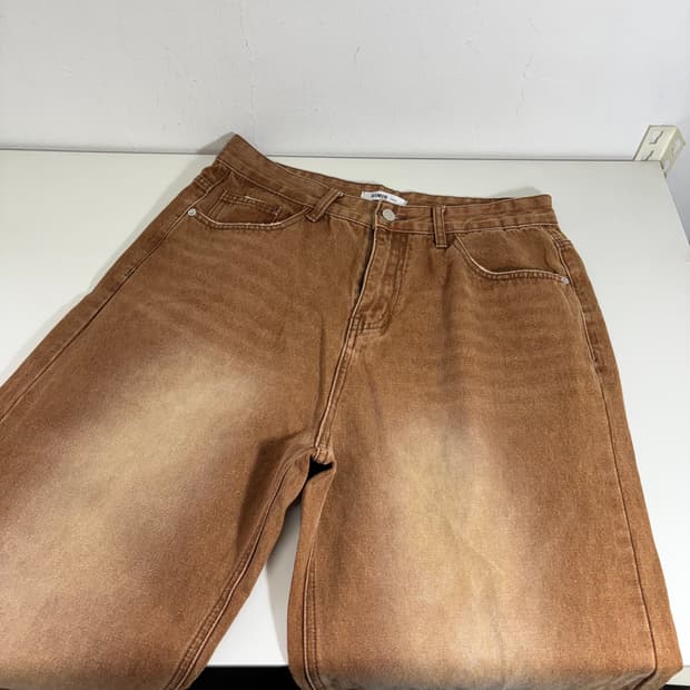 L-XL 빈티지 하이웨스트 된장워시드 와이드핏 데님팬츠