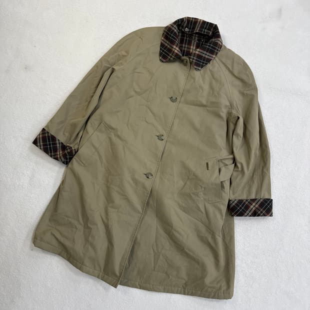 97 닥스 체크 배색 트렌치 코트 0410T
