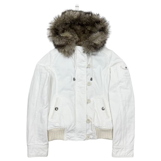 아베크롬비 빈티지 Y2K 딱붙핏 울프죠 퍼 갸루 후드 봄버 자켓 S