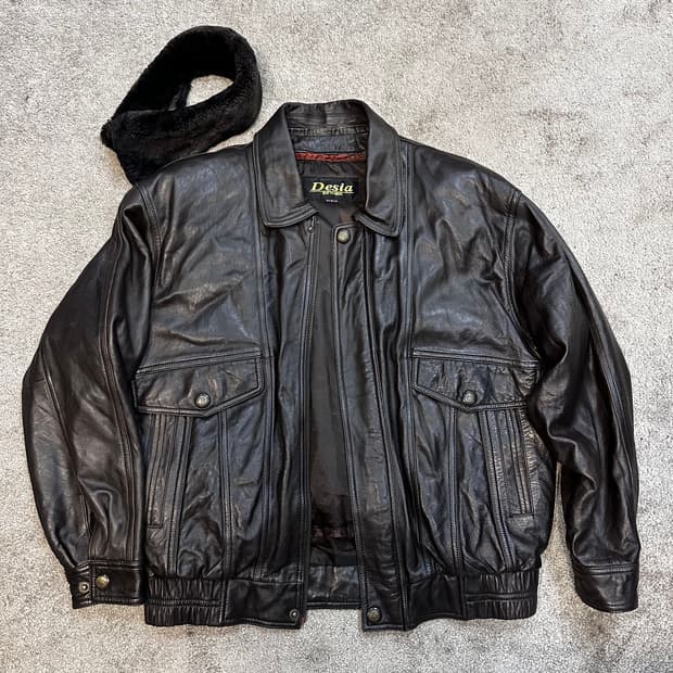 빈티지 블랙/브라운 양가죽 봄버 자켓105