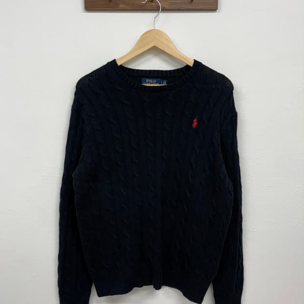 [L] 폴로 랄프로렌 네이비 코튼 케이블 니트 스웨터