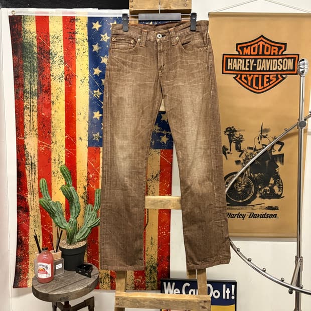 00s 리바이스505 프리미엄 재팬 라인 워싱 스트레이트 데님팬츠 N79