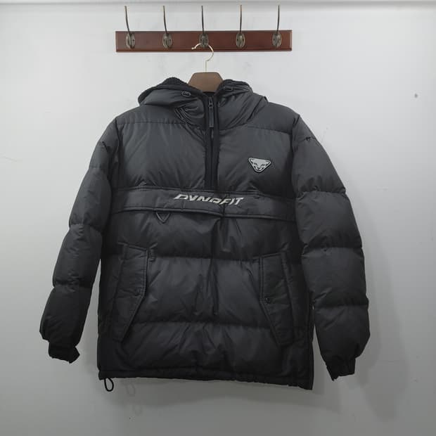 M 다이나핏 남성 블랙 반집업 후드 패딩 점퍼