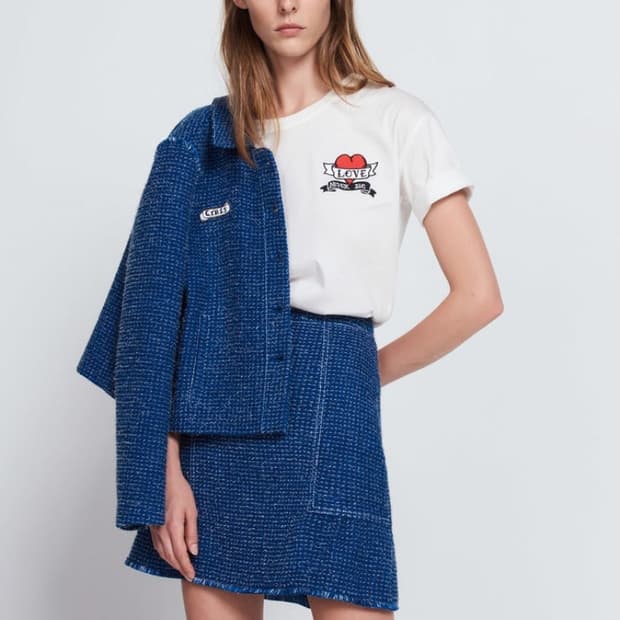 산드로 패치 디테일 울 트위드 자켓