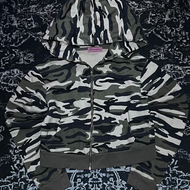 플리즈노팔로우 카모패턴 후드집업