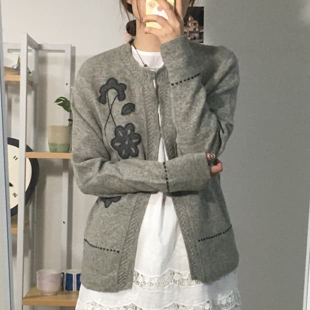 atelier six 그레이 울 가디건