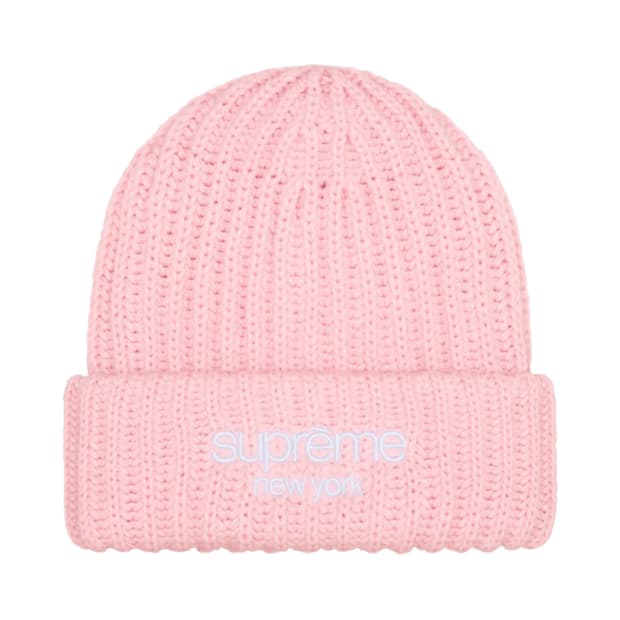 [OS] 슈프림 클래식 로고 청키 립드 비니 라이트 핑크 