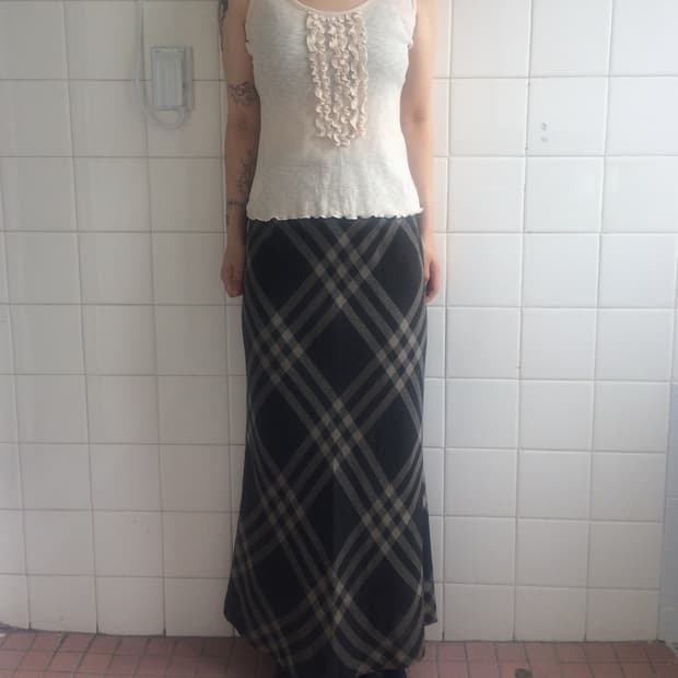 Frill ribbed sleeveless