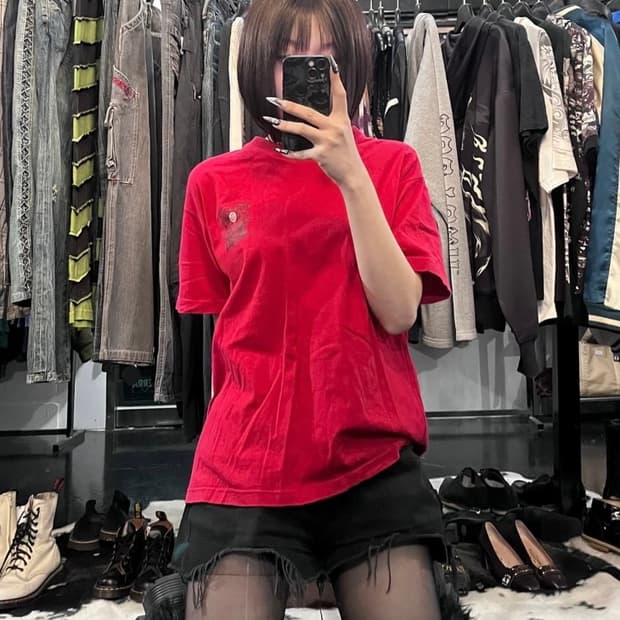 백프린팅 포인트 펑크 반팔