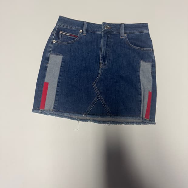 여성 타미 Tommy 진스 빈티지 패턴 데님 미니 스커트 치마 26