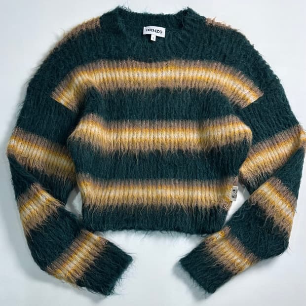 겐조 스트라이프 알파카 크롭 니트  