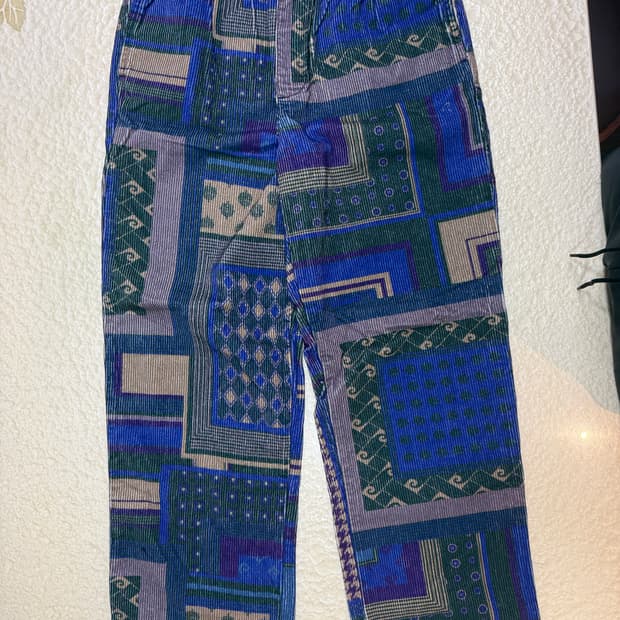 어반 아웃피터스 블루체크 골덴 팬츠