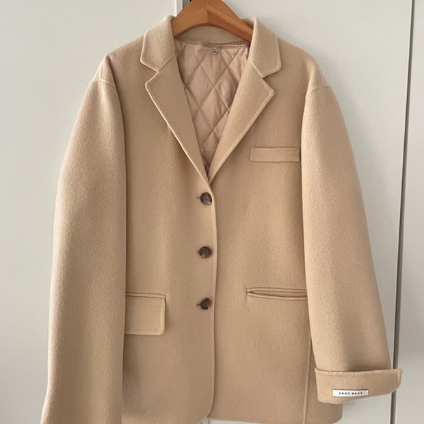 메리어라운드 핸드메이드 울90 베이지 싱글 자켓 코트