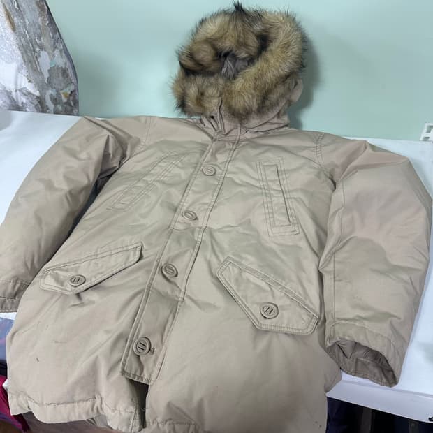 S 95 노스페이스 베이지 후드탈부착 밑단스트링 덕다운 N3B점퍼