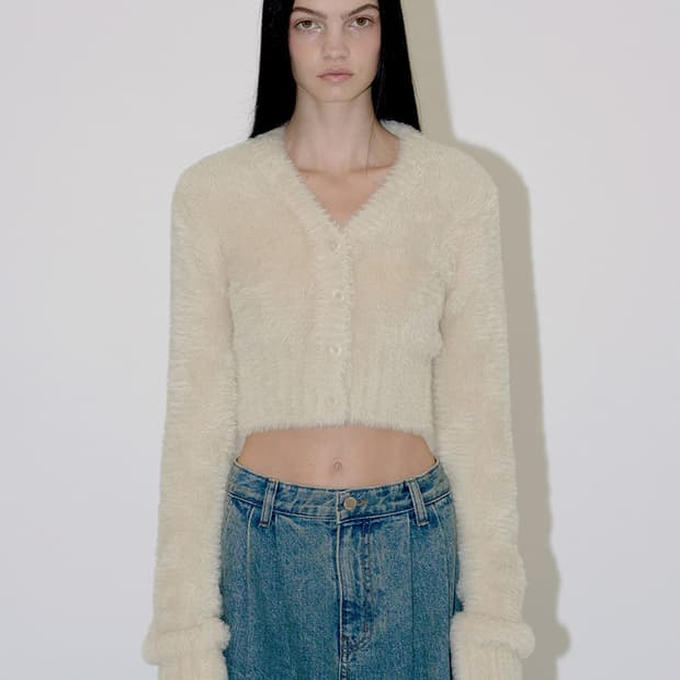 (정가13만9천) 다이애그널 브이넥 헤어 니트 가디건