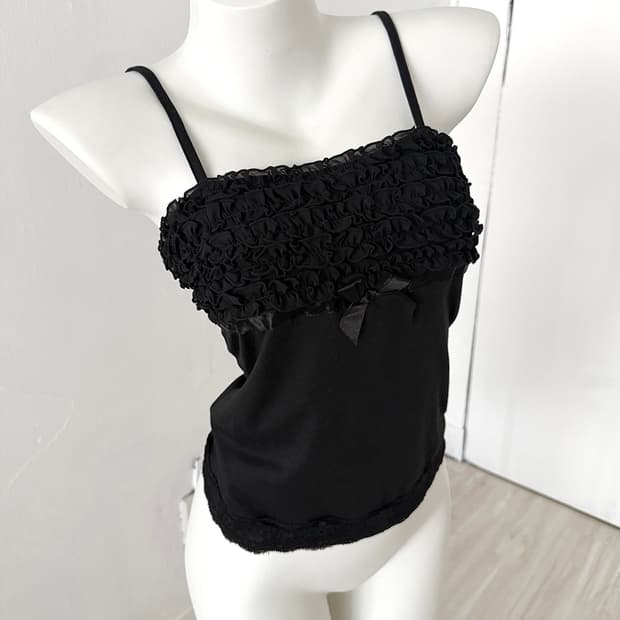 Black Frill Ribbon Camisole