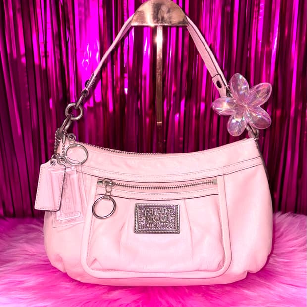 🎀유니크) Coach 코치 포피 레더 숄더토트백 베이비핑크