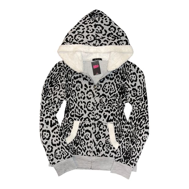 Sky Bomber 스카이봄버 양털포인트 호피 후드집업 갸루y2k