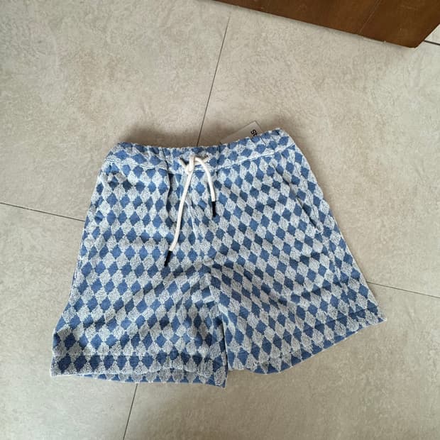 Oas navy diamond terry shorts