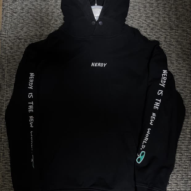 널디 레터링 풀오버 후디 블랙 L