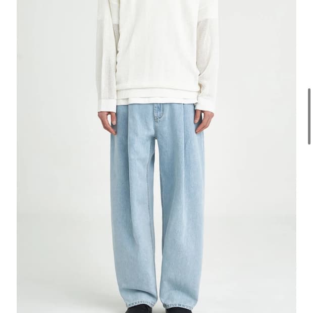 [Youth]Structured Wide Denim Pants ( S)