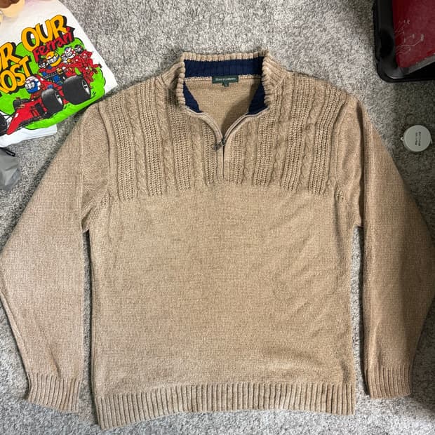 헨리코튼 케이블 하프집업 니트