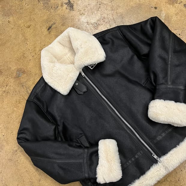 [정품/M] 도프제이슨 블랙 무스탕 퍼 라이더 자켓 b15