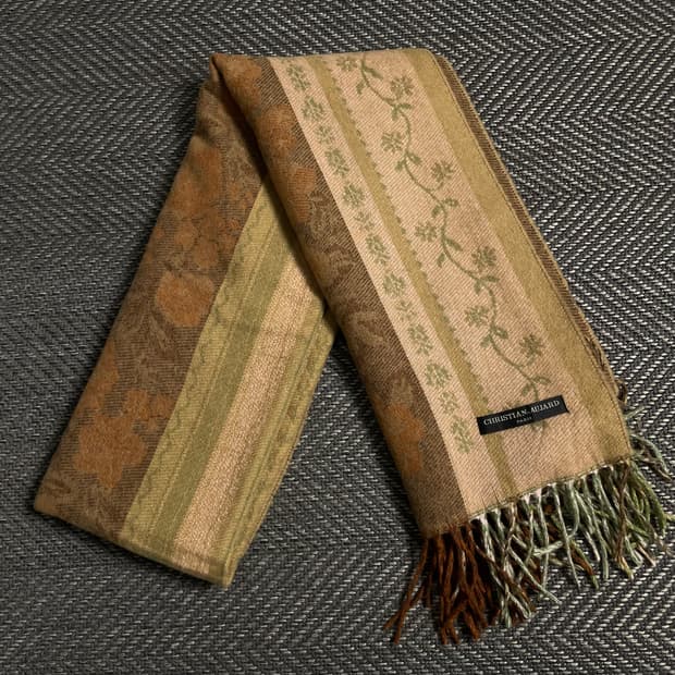 크리스찬 오자르 아메카지 빈티지 패턴 울 캐시미어 혼방 머플러y 4916