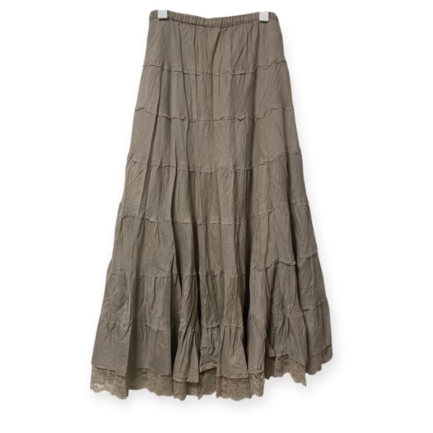 모리걸하구미 일본빈티지 레이스 배색 캉캉 롱스커트