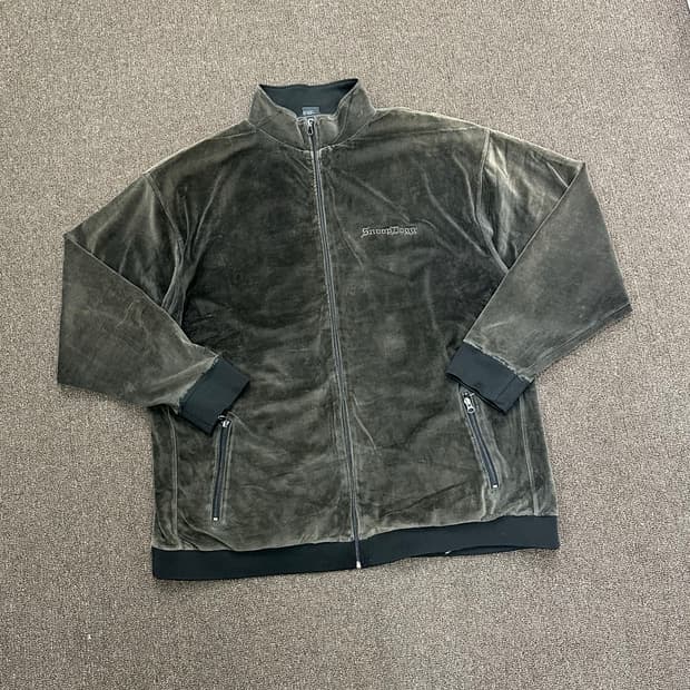 3XL)스눕독 빈티지 그레이 벨벳 집업